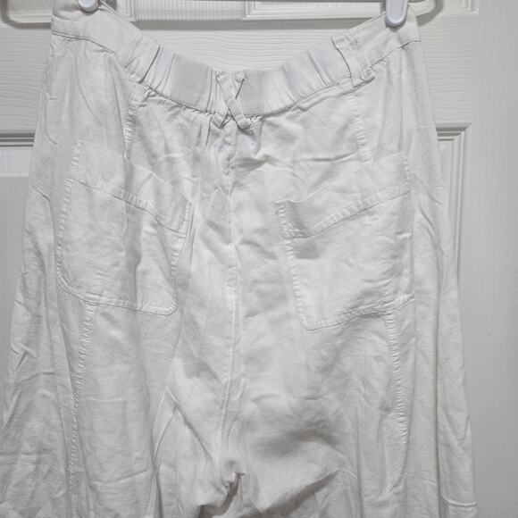 White Linen Cargo Pants Cropped Utility – Size 12 - Picture 13 of 13